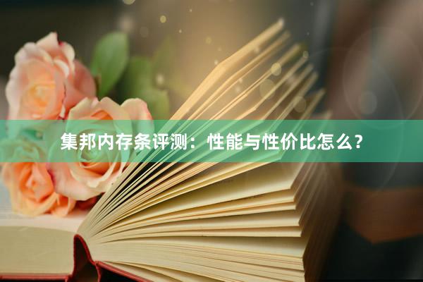 集邦内存条评测：性能与性价比怎么？